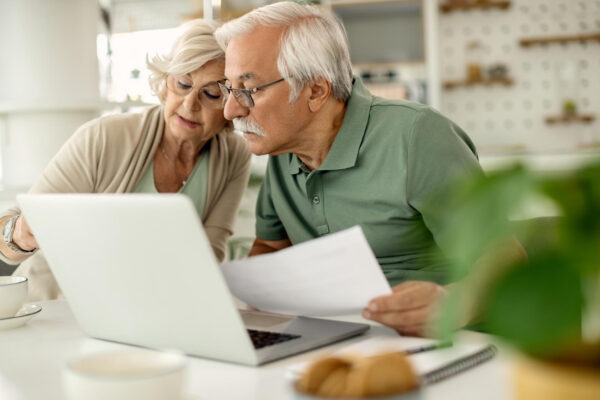 old couple discussing finances